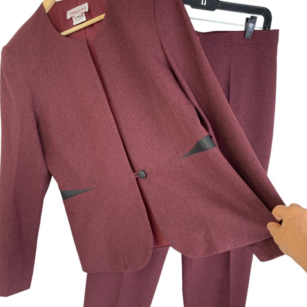 VTG Barbara Bui Womens Burgundy Two-Piece Suit Jacket & Pants Size 11
